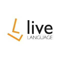Live Language logo featuring an orange L shape with black text